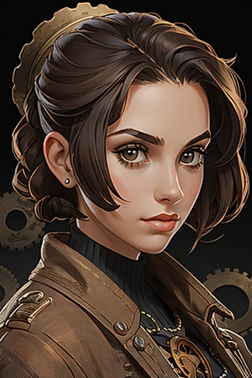 portrait of 1girl solo, (Classic Taper Cut with Textured Crop:1.2), shadows,
Steampunk Workshop with Gears and Machinery,
masterpiece, immaculate, highly detailed, detailed,