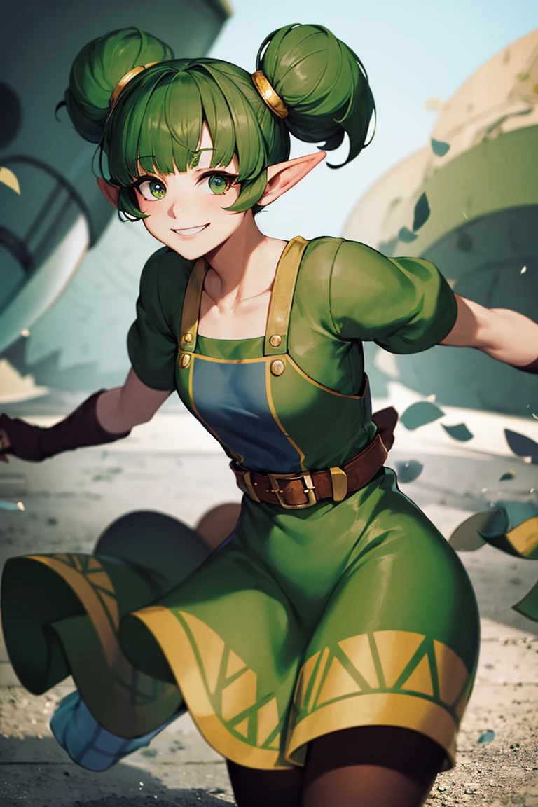 ((masterpiece,best quality)), absurdres, <lora:Farore_Zelda:0.8>, Farore_Zelda, solo, smiling, looking at viewer, cowboy shot, cinematic composition, dynamic pose