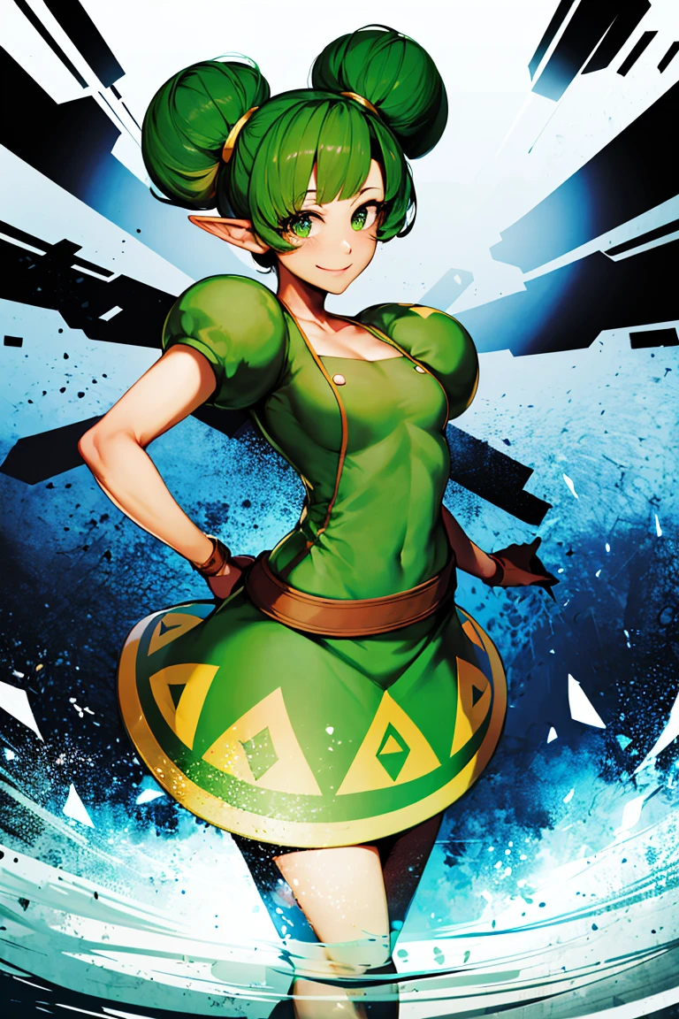 ((masterpiece,best quality)), absurdres, <lora:Farore_Zelda:0.8>, Farore_Zelda, solo, smiling, looking at viewer, cowboy shot, cinematic composition, dynamic pose