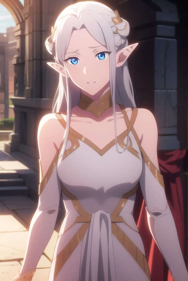 fymryn, <lora:fymryn-lora-nochekaiser:1>,
fymryn, goddess mene, pointy ears, elf, white hair,
BREAK choker, circlet, white dress, dress,
BREAK looking at viewer,
BREAK outdoors,
BREAK <lora:GoodHands-vanilla:1>, (masterpiece:1.2), best quality, high resolution, unity 8k wallpaper, (illustration:0.8), (beautiful detailed eyes:1.6), extremely detailed face, perfect lighting, extremely detailed CG, (perfect hands, perfect anatomy),