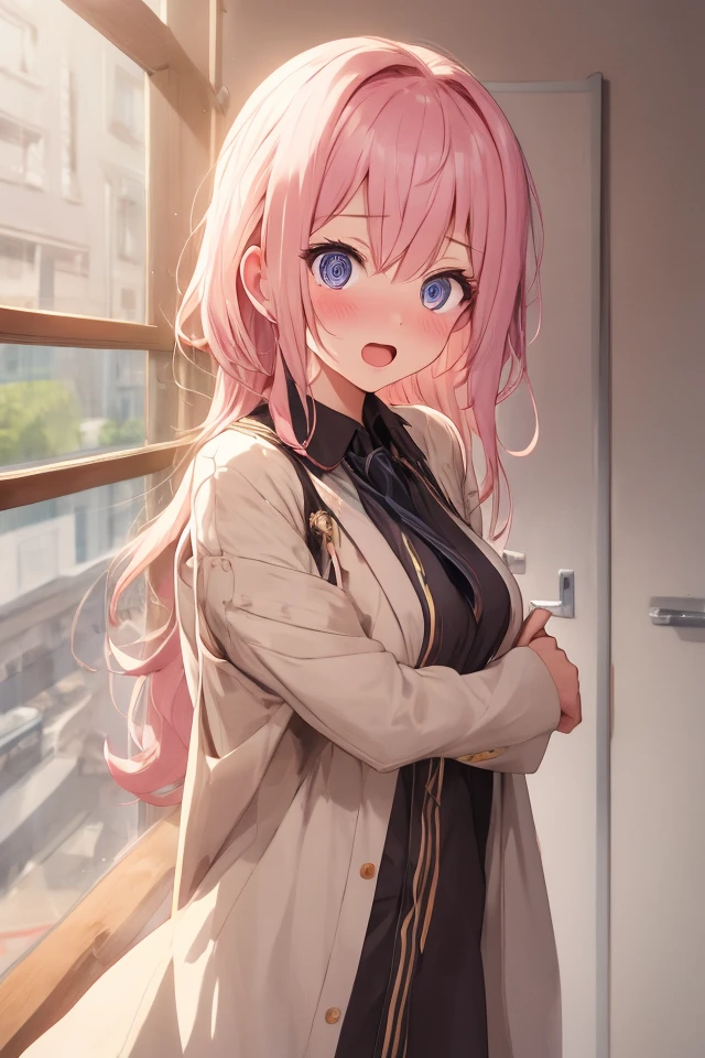 体育倉庫室で青い長袖tracksuit in schoolを脱ぐExhibitionismの女, blush, ((Exhibitionism))