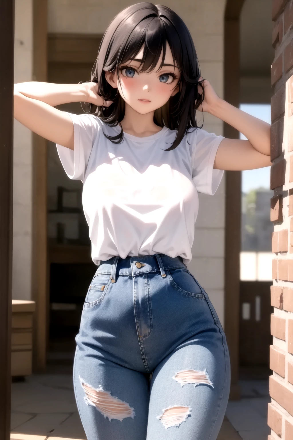 <lora:baggy_jeans_v0.9:1>
1girl, jeans, cowboy shot, torn jeans,, masterpiece, best quality, highly detailed