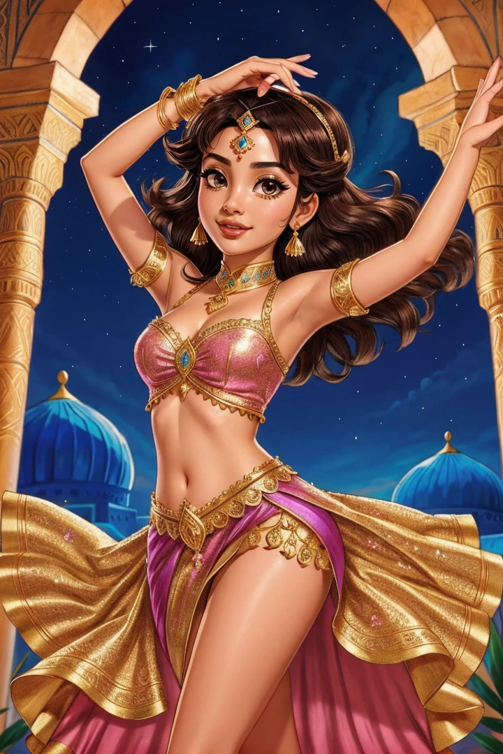close-up arabic princess dancing in place