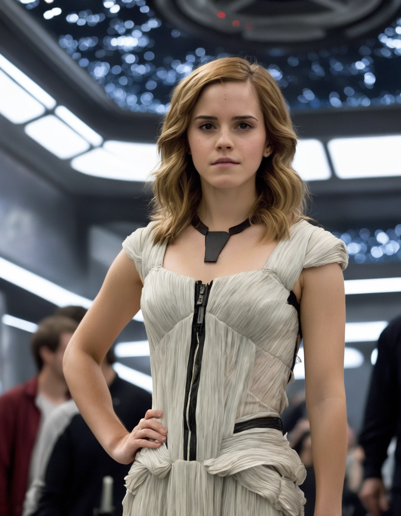 movie still of (ohwx woman) <lora:watson_lora_sdxl_v1-000008:1> wearing a princess costume in the movie Star Wars, space ship, depth of field, zeiss lens, detailed, great composition, centered,8 k resolution, extremely detailed, cinematic coulometry, artistic