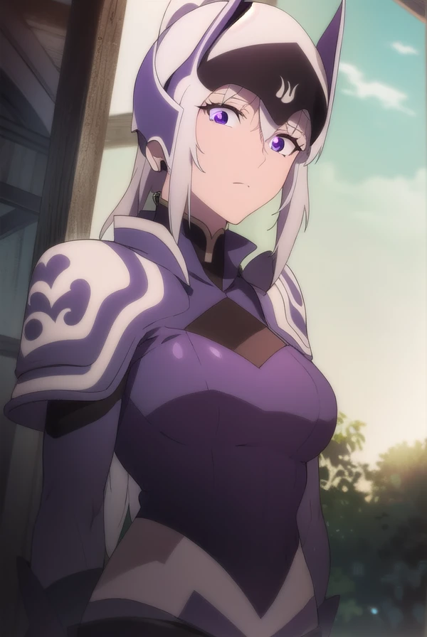 dotaluna, <lora:luna-lora-nochekaiser:1>,
luna, ponytail, white hair, (purple eyes:1.1),
BREAK armor, helmet,
BREAK looking at viewer,
BREAK outdoors,
BREAK <lora:GoodHands-vanilla:1>, (masterpiece:1.2), best quality, high resolution, unity 8k wallpaper, (illustration:0.8), (beautiful detailed eyes:1.6), extremely detailed face, perfect lighting, extremely detailed CG, (perfect hands, perfect anatomy),