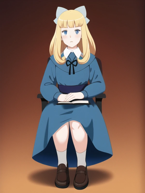 0(hyper extreme detailed),(masterpeace),(hyper extreme),(photorealistic),CG,llustration,novel illustration,1girl, <lora:klara_sesemann_v1:1>klara_sesemann,blonde hair,hair ribbon,blue eyes,blue dress,full body,