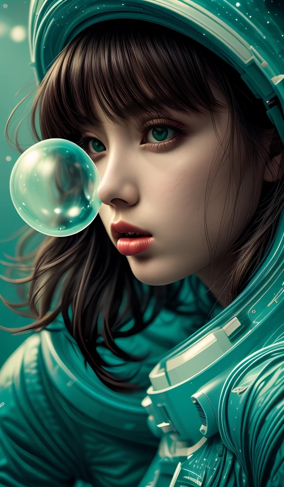 blowing bubble gum, green bubble gum,young girl, abstract dream, space, intricate, grand scale, alone, cinematic film still, insane detail, sharp focus, depth of field, realistic lighting, (realistic perspective), complex, (multiple subjects), 4k HDR, <lora:add_detail:0.5> <lora:more_details:0.25> <lora:FantasyWorldV1:0.25>