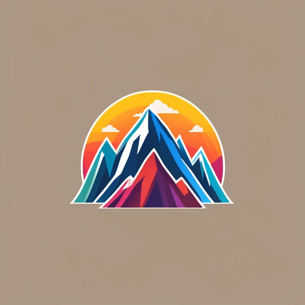 Logo of mountain, hike, modern, colorful,  LogoRedAF, <lora:LogoRedmond_LogoRedAF:1>