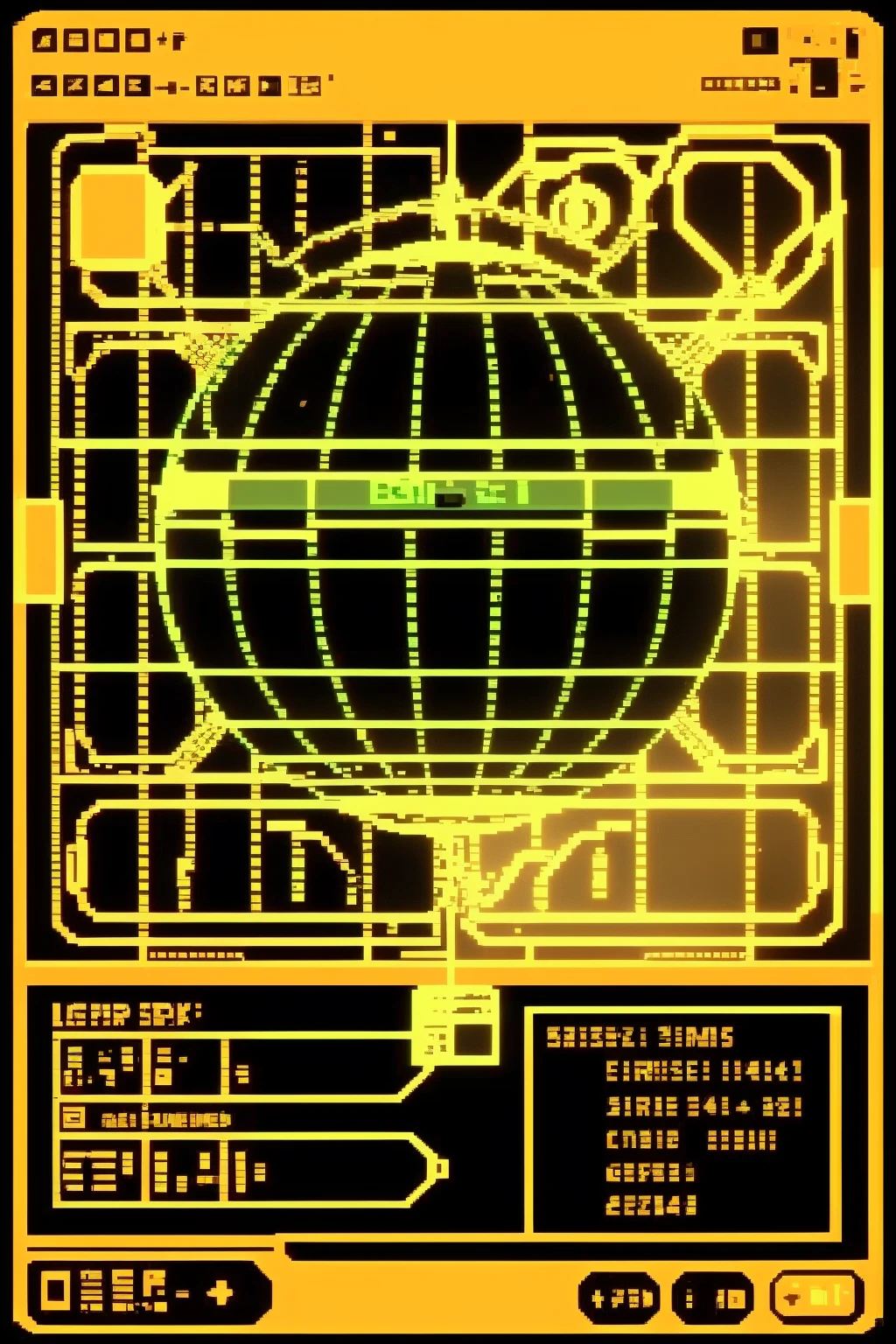a computer generated image of a computer network with a ball on top of it and a barcode on the bottom of the image, Beeple, game art, computer graphics, computer art
 , cyber_ui