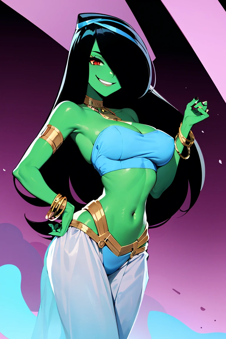((masterpiece,best quality)), absurdres, <lora:Desiree_Danny_Phantom:0.9>, Desiree_Danny_Phantom, solo, hair over one eye, smiling, looking at viewer, cowboy shot, cinematic composition, dynamic pose