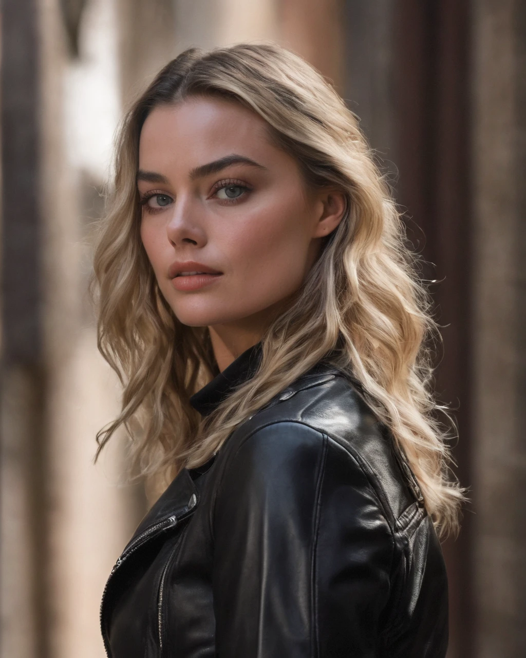 margot_robbie, <lora:MargotRobbieXL:1>, black leather jacket, black pants, sitting on a motorcycle, ((sharp face, detailed face, realistic face, naturtal skin, realistic skin, detailed skin, pores, detailed eyes,realistic eyes)),, (masterpiece, best quality, ultra-detailed, best shadow), high contrast, (best illumination), ((cinematic light)), colorful, hyper detail, dramatic light, intricate details, (1 girl, solo) , ultra detailed artistic photography, dreamy, backlit, shadows, ultra high definition, 8k, ultra sharp focus, ultra high quality model, soft lighting, film photography, analogue photography, hyperrealism,