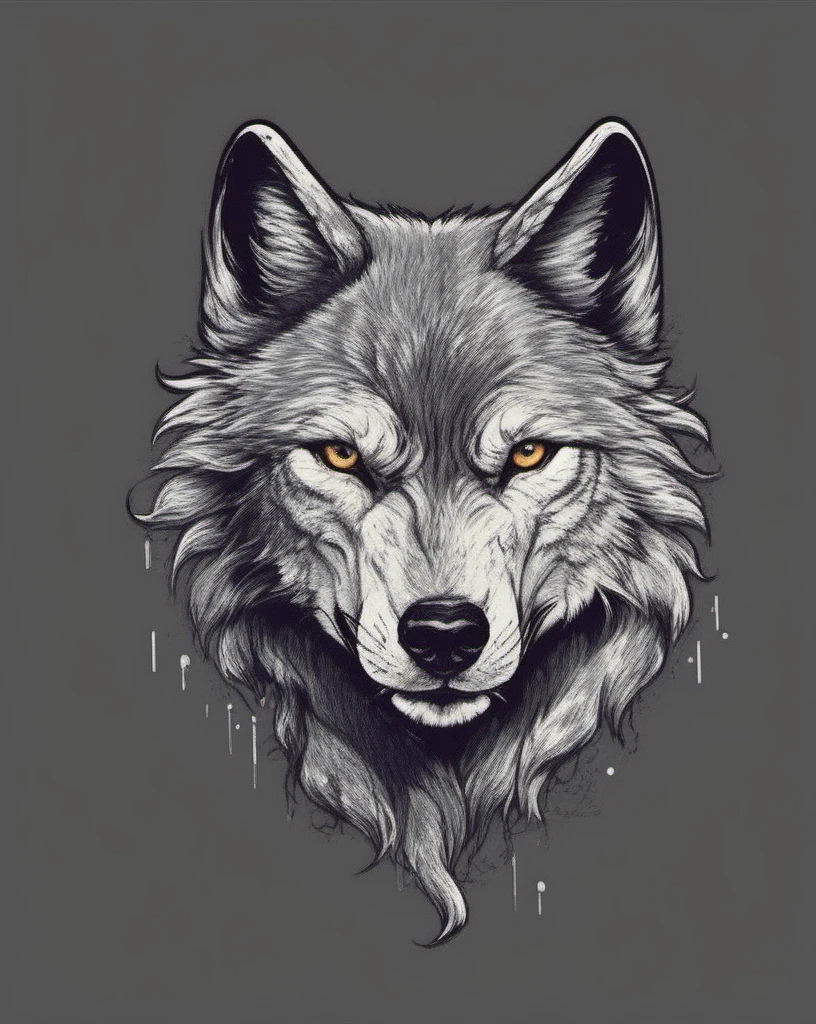 wolf head, tshirt design <lora:last:1>