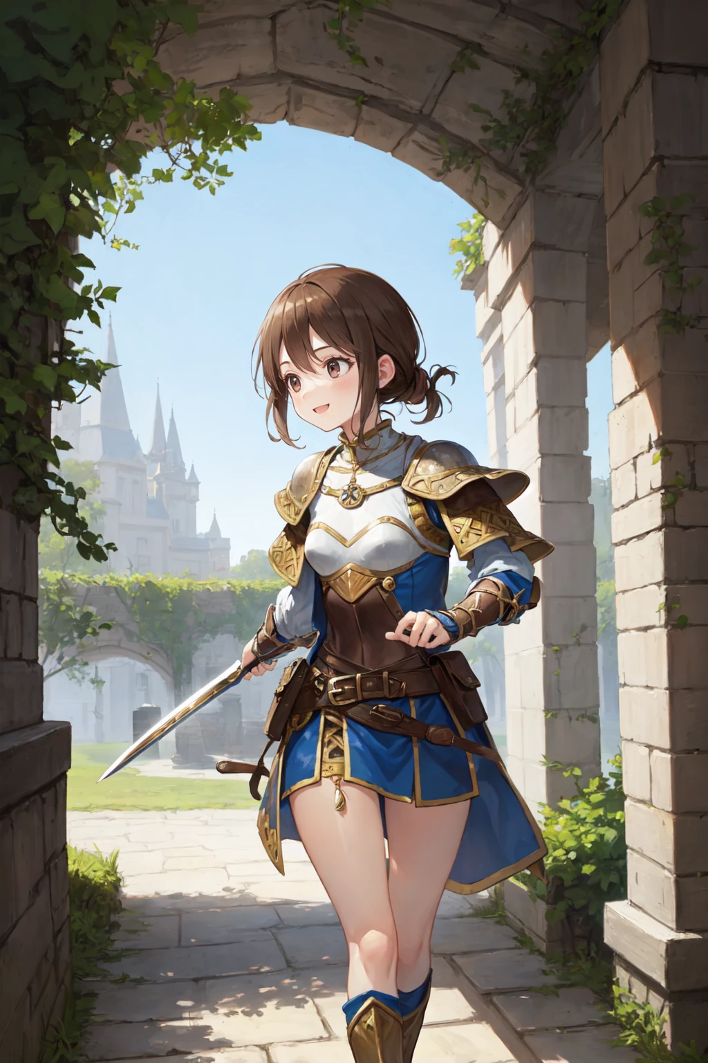 (Medieval European Fantasy:1.2), best quality, amazing intricate, adventurer girl, (looking away:1.2), (Various hairstyles:1.3), happy,
(Warrior:1.4),
, medium breasts,
medium hair, brown hair,
(Hall of the Adventurers' Guild:1.1),
running, from front, , daytime