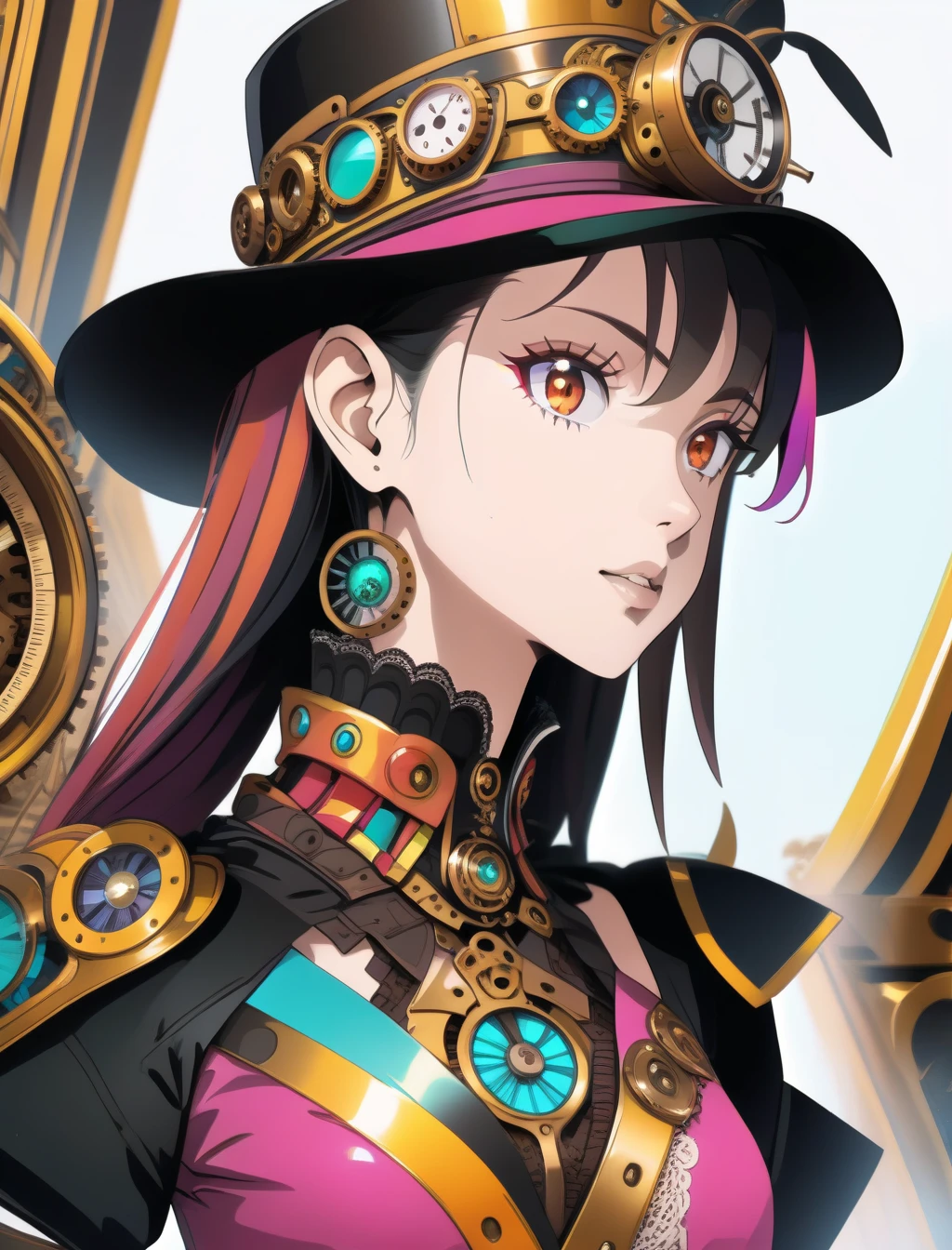 (1girl), upper body,extreme detailed, steampunk, colorful, masterpiece, best quality,