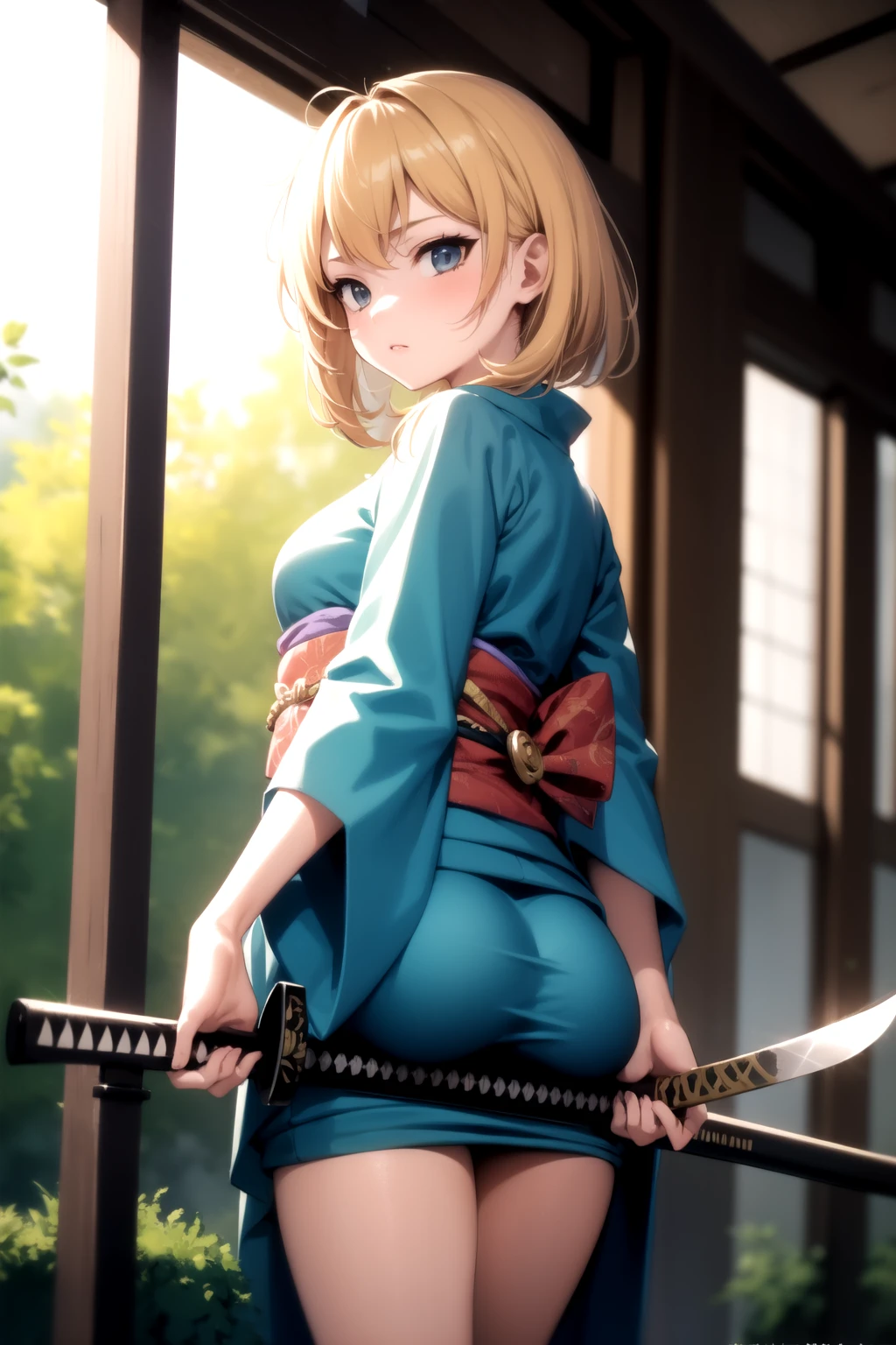 <lora:ass_support_object_v0.2:1.5>
1girl, ass support, kimono, wooden sword, grabbing, katana, sword,
<lora:veranda_v0.1:1> veranda,, masterpiece, best quality, highly detailed