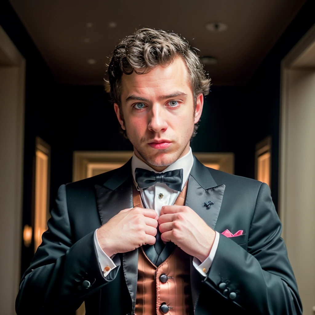 professional photography, portrait of isaacrossiter person, still film, high resolution, 4k, photo by Sacha Goldberger, <lora:isaacrossiter_24300:1> <lora:KawaiiTech:1>