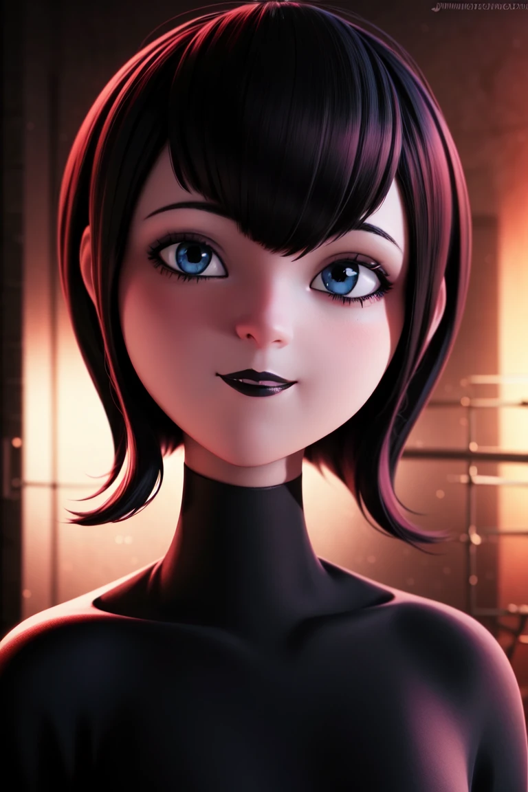 (dark theme:0.6), mevis, 1girl, short hair, black hair, solo focus, black eyes, makeup, lipstick, black lips , smile <lora:mevis:0.55>
, (hdr:1.22), muted colors, complex background, hyperdetailed, art [[by jordan grimmer]]