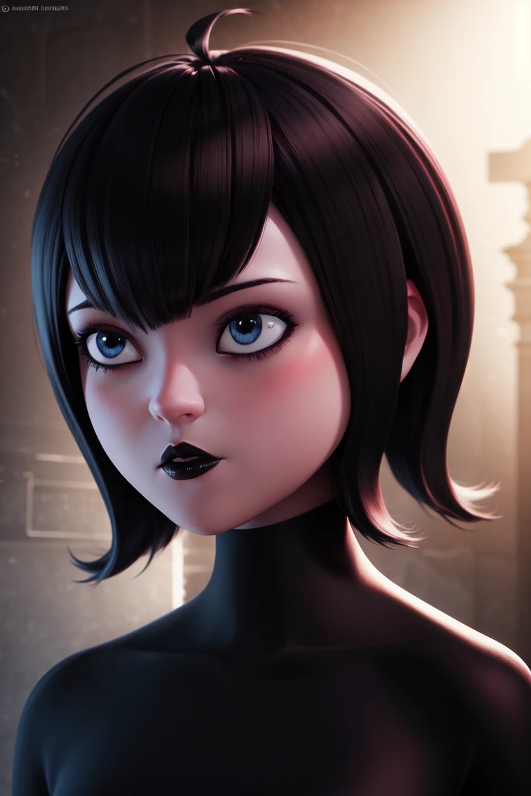 (dark theme:0.6), mevis, 1girl, short hair, black hair, solo focus, black eyes, makeup, lipstick, black lips , <lora:mevis:0.55>
, (hdr:1.22), muted colors, complex background, hyperdetailed, art [[by jordan grimmer]]