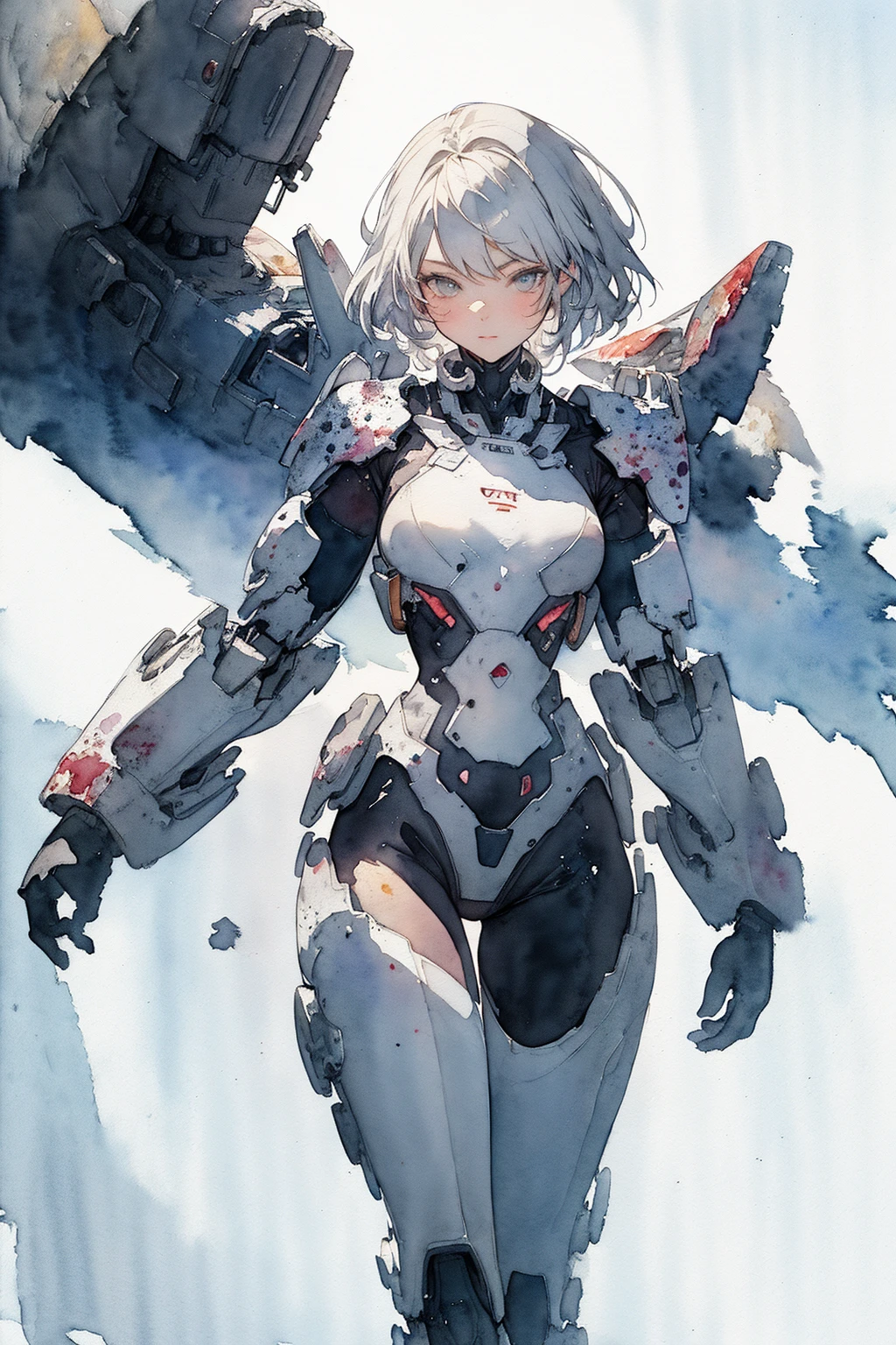 absurdres, highres, ultra detailed, (girl:1.3), mecha
BREAK
(, watercolor style, soft blending, dreamy washes, delicate textures,:1.4)