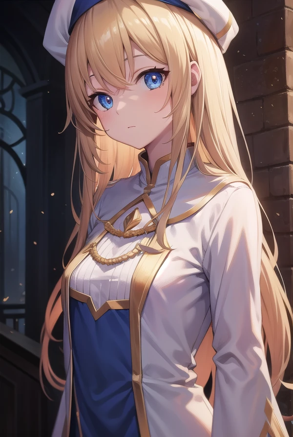 priestess, <lora:priestesstest:1>, priestess, blonde hair, blue eyes, long hair, hat, (small breast:1.2),
BREAK ,
BREAK looking at viewer,
BREAK city,
BREAK <lyco:GoodHands-beta2:1>, (masterpiece:1.2), best quality, high resolution, unity 8k wallpaper, (illustration:0.8), (beautiful detailed eyes:1.6), extremely detailed face, perfect lighting, extremely detailed CG, (perfect hands, perfect anatomy),