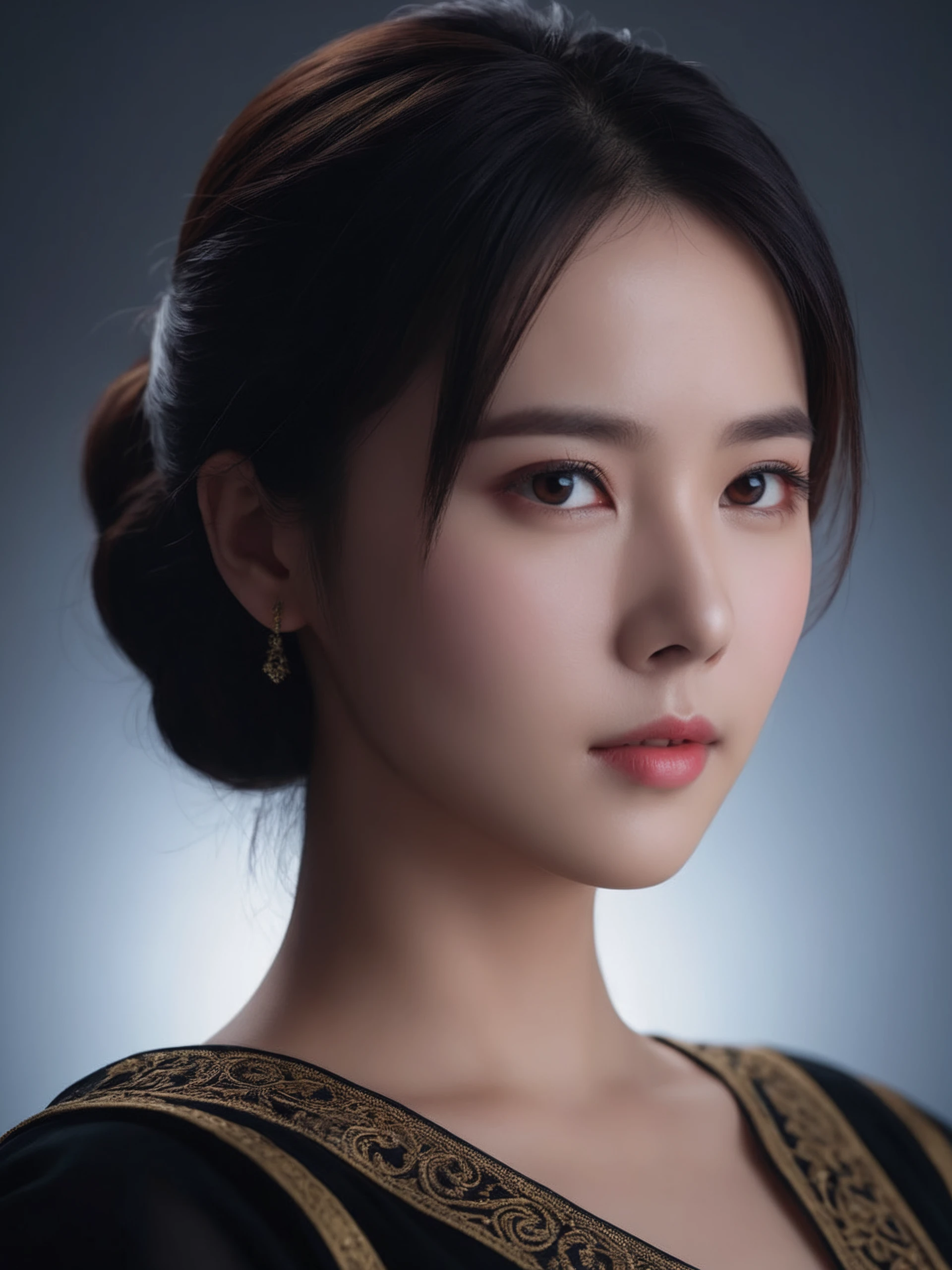 <lora:LoRA-mix-sdxl-v3:0.65>,cinematic photo {zls,xiyan,portrait,profile,black background,simple background,soft light,looking at viewer,shaded face,darkness,detailed skin texture,} . 35mm photograph,realistic,high quality,highres,professional,4k,highly detailed,professional,realistic photograph,fantasy, dreaming,