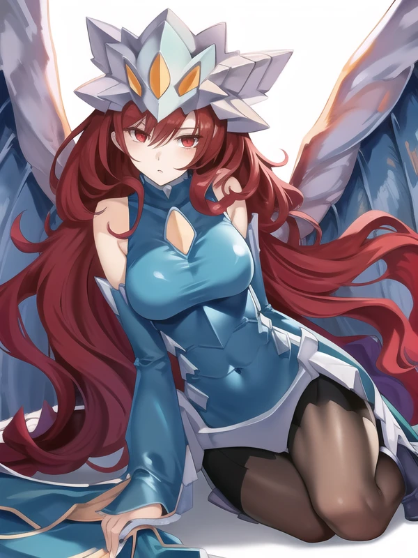 (hyper extreme detailed),(masterpeace),(hyper extreme),(photorealistic),CG,llustration,novel illustration,1girl, <lora:Nekroz_of_Gungnir_v1:1>Nekroz_of_Gungnir,red hair,red eyes,blue dress,pantyhose,teal