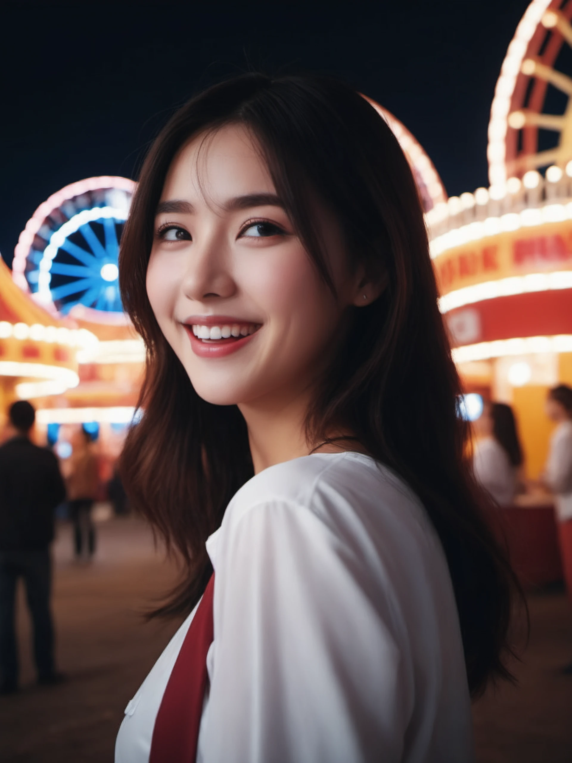 <lora:LoRA-mix-sdxl-v3:0.7>,cinematic photo {sll,1girl,solo,laughing,amusement park,night} . 35mm photograph,realistic,high quality,highres,professional,4k,highly detailed,professional,realistic photograph,transparent,