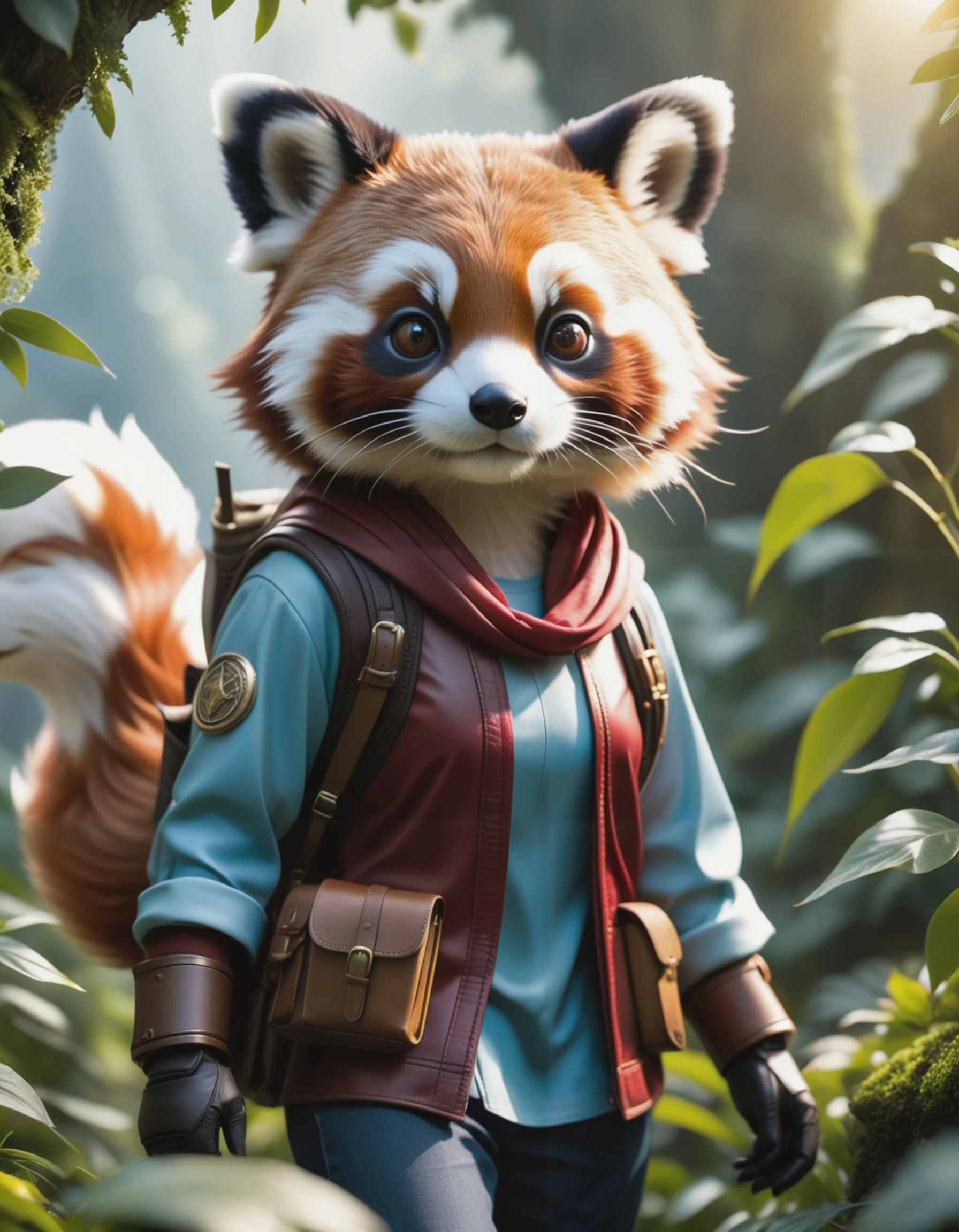cinematic photo ethereal fantasy concept art of (a red panda_adventurer), (adventurer outfit), searching for treasure, epic overgrown temple ruin, epic scene, lush plants,dynamic camera, backlight, (close up:1.3), high quality photography, 3 point lighting, flash with softbox, 4k, Canon EOS R3, hdr, smooth, sharp focus, high resolution, award winning photo, 80mm, f2.8, bokeh
BREAK
(masterpiece, best quality, ultra realistic, 4k, 2k, (intricate, high detail:1.2), film photography, soft focus,
RAW photo, photorealistic, analog style, subsurface scattering, photorealism, absurd res), high quality photography, 3 point lighting, flash with softbox, 4k, Canon EOS R3, hdr, smooth, sharp focus, high resolution, award winning photo, 80mm, f2.8, bokeh . magnificent, celestial, ethereal, painterly, epic, majestic, magical, fantasy art, cover art, dreamy . 35mm photograph, film, bokeh, professional, 4k, highly detailed