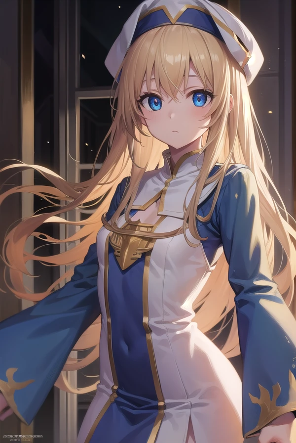 priestess, <lora:priestesstest:1>, priestess, blonde hair, blue eyes, long hair, hat, (small breast:1.2),
BREAK ,
BREAK looking at viewer,
BREAK city,
BREAK <lyco:GoodHands-beta2:1>, (masterpiece:1.2), best quality, high resolution, unity 8k wallpaper, (illustration:0.8), (beautiful detailed eyes:1.6), extremely detailed face, perfect lighting, extremely detailed CG, (perfect hands, perfect anatomy),