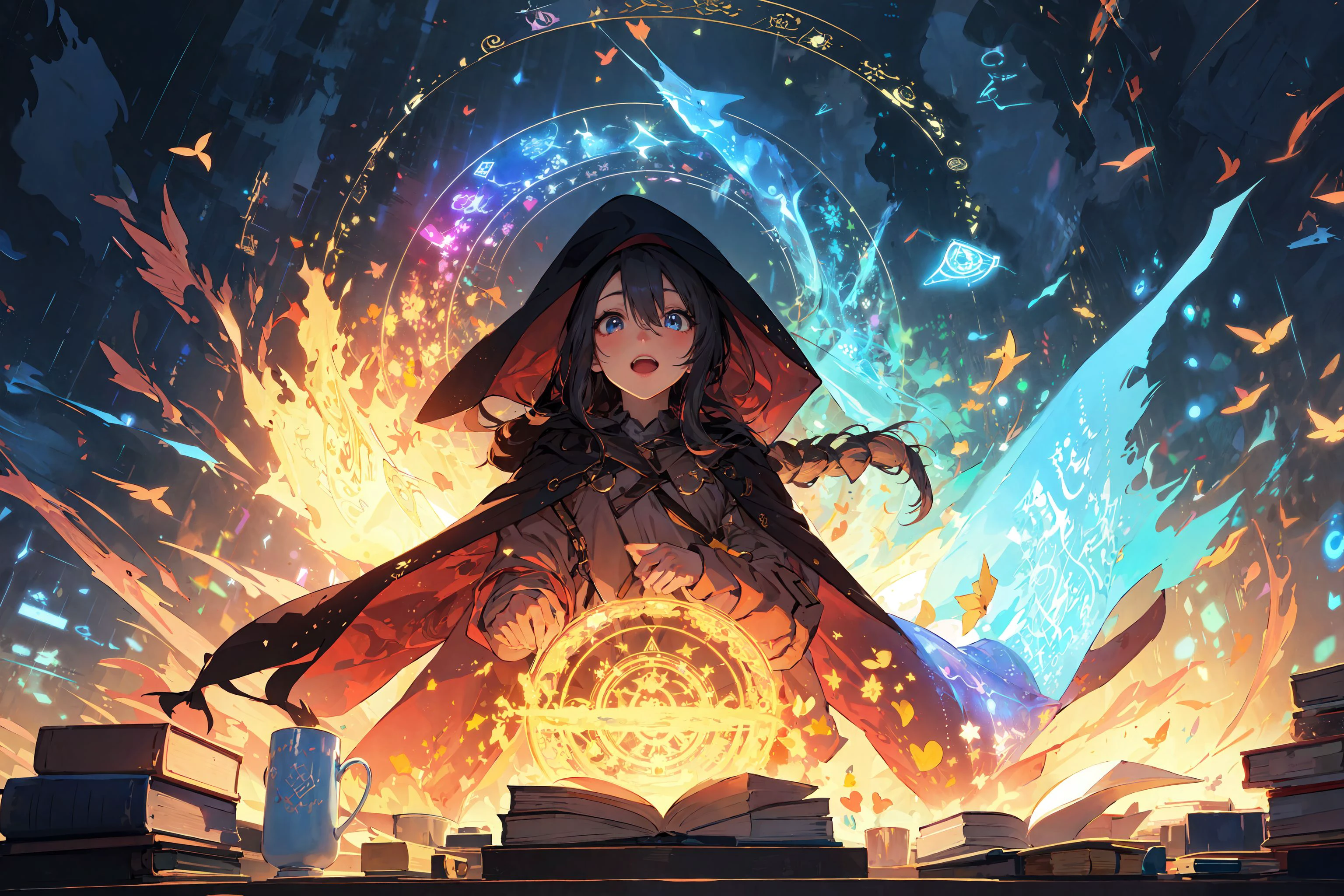 (masterpiece:1.2), best quality,PIXIV, Magic Circle,
,book,glowing,