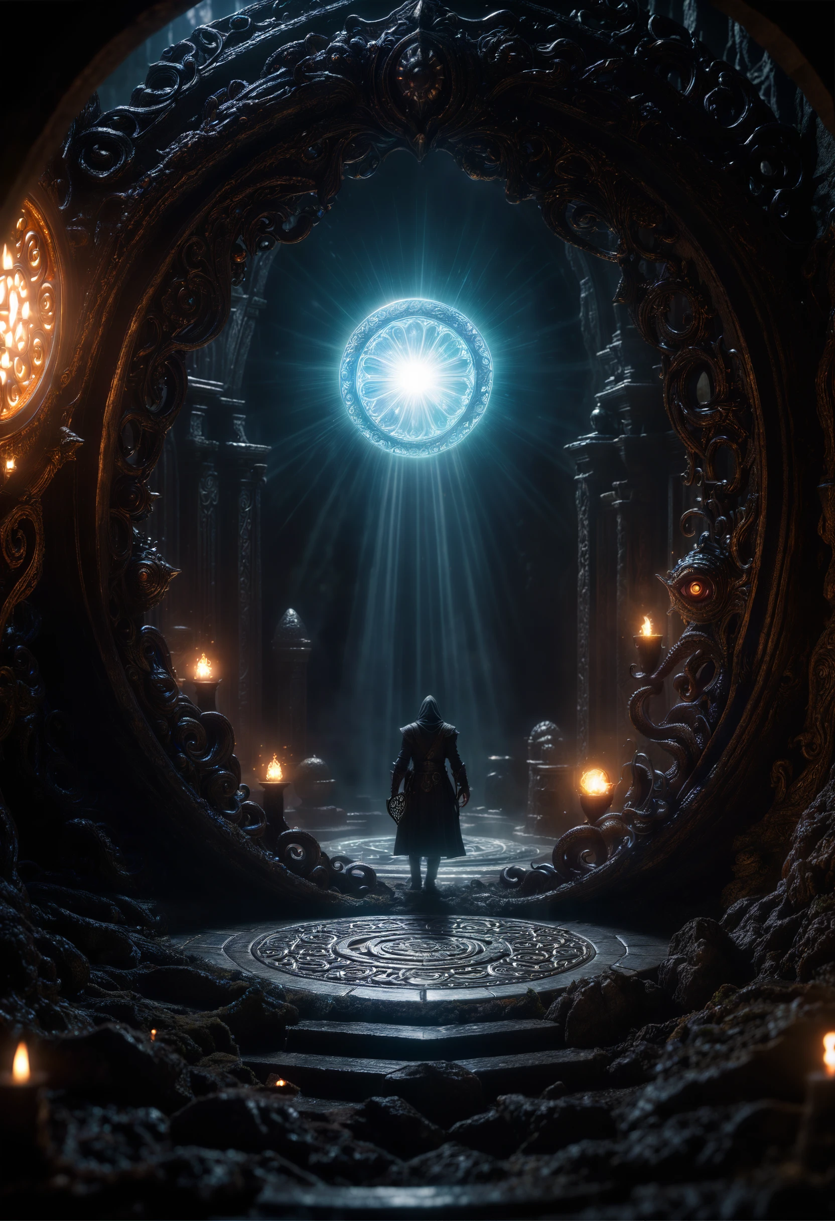 glamour shot from a low angle capturing a (D&D beholder:1.3) straining to go through a (magical portal:1.4), (intricate details), (hyperdetailed), 8k hdr, high detailed, lot of details, high quality, soft cinematic light, dramatic atmosphere, atmospheric perspective, masterpiece, best quality, photograph, dreamlike, face focus, intricate details, sharp focus, photography, photorealism, photorealistic, 8k, soft focus, volumetric light,(intricate details), (hyperdetailed), 8k hdr, high detailed, lot of details, high quality, soft cinematic light, dramatic atmosphere, atmospheric perspective, (grim dark sci-fi fantasy), soft tissue, slime, (eldritch horror:1.3), octopus, cosmic horror,