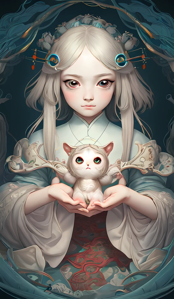 guofeng,illustration,1girl,best quality,highly detailed,best quality,masterpiece,an extremely delicate and beautiful,extremely detailed,8k wallpaper,Amazing,finely detail,best quality,official art,extremely detailed CG unity 8k wallpaper,(style of Victo Ngai:0.5),cute,big eyes,