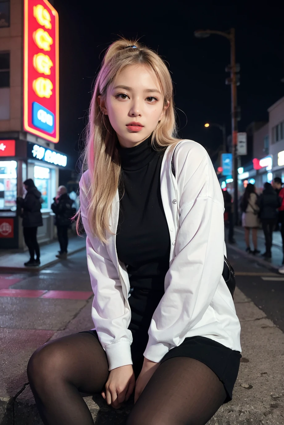 (ulzzang -6500-v1.1), pureerosface_v1, 8K,High quality, High resolution,(well designed face), Amazing face, (super detailed) ,(Photorealistic) ,finely detailed beautiful eye) ,High quality, Super Detail ,masutepiece, Best Quality, Ultra-detailed, depth of fields, Lens Flare, beautifull detailed face,Detailed Cloth Texture, Detailed skin texture,) grin, Moe, 16 generations,flat chest, two side up, White hair, Hoodie, Standing, Outdoors, Hotel Street, Rain, 1girl in, Smile, Wet, Oil, wet wear, Wet body, WRT Hair,