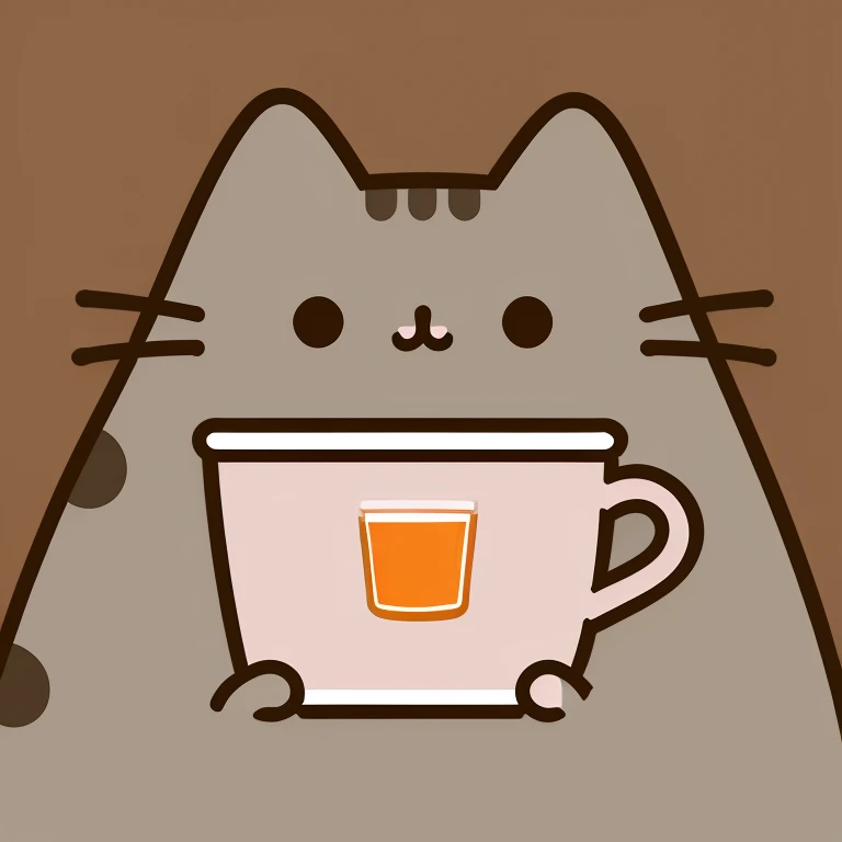 ((masterpiece,best quality)), absurdres, <lora:Pusheen:1>, Pusheen, animal focus, cat, flat colors, holding cup,