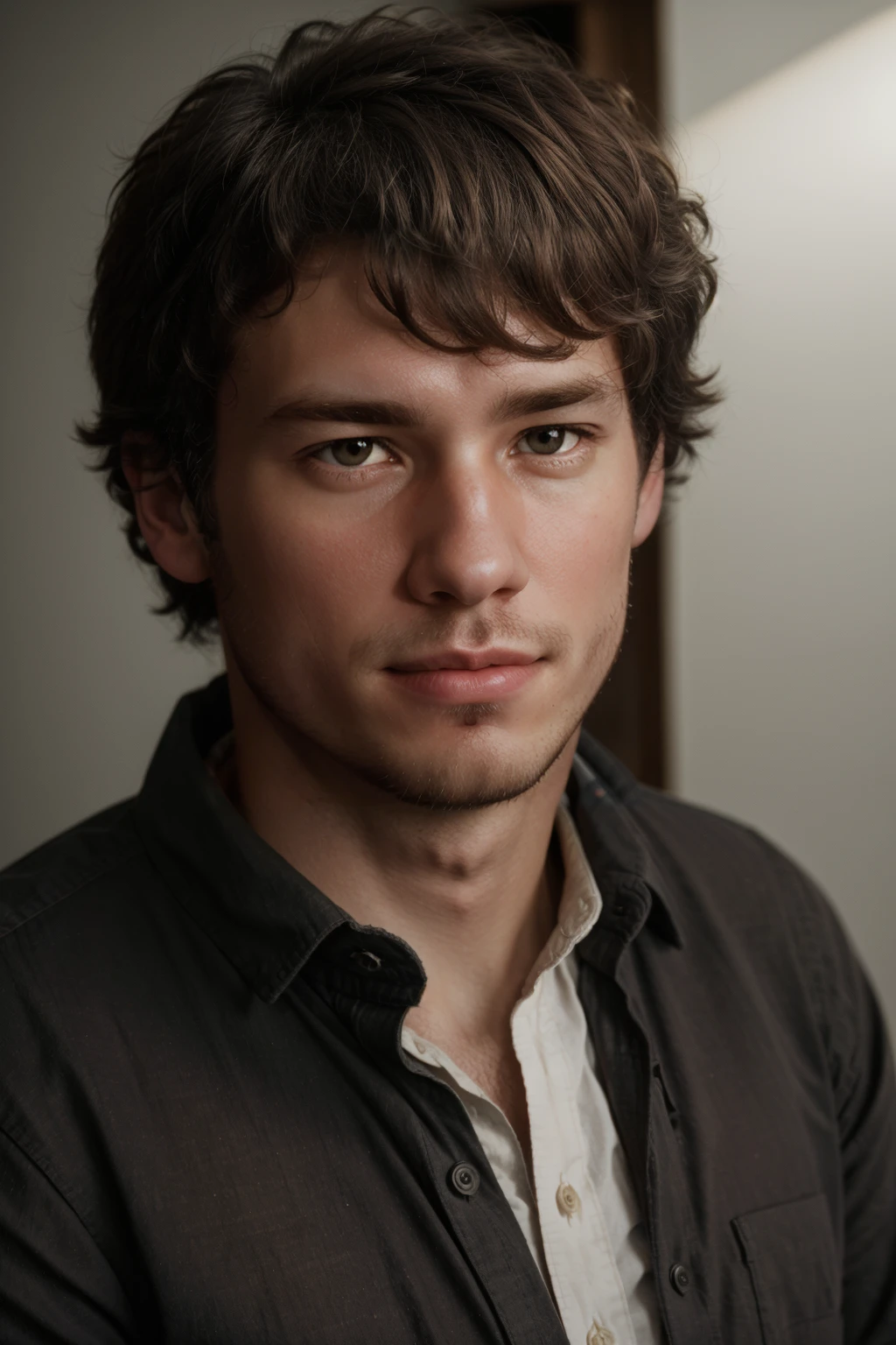 epiCRealism, (male), photograph of dustin_zito smirking in plaid button-down shirt <lora:Dustin_Zito-10:0.8>, deep photo, depth of field, Superia 400, bokeh, realistic lighting, professional colorgraded