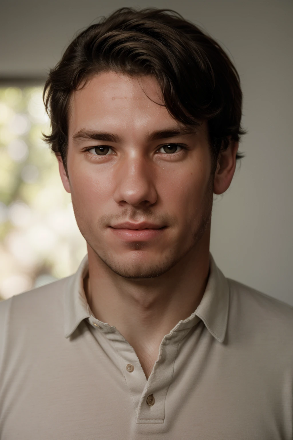 epiCRealism, (male focus), portrait photograph of dustin_zito smirking in polo shirt <lora:Dustin_Zito-10:1>, deep photo, depth of field, Superia 400, bokeh, realistic lighting, professional colorgraded