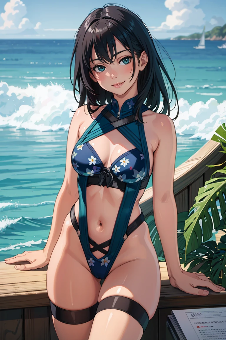 ((Masterpiece, best quality)),edgQuality,smurg,smirk,x shaped suspenders,small breasts
edgOPSW, a woman in a green swimsuit posing on a boat , wearing edgOPSW, cut out sides,, floral print
<lora:edgOnePieceSwimwear:0.775>