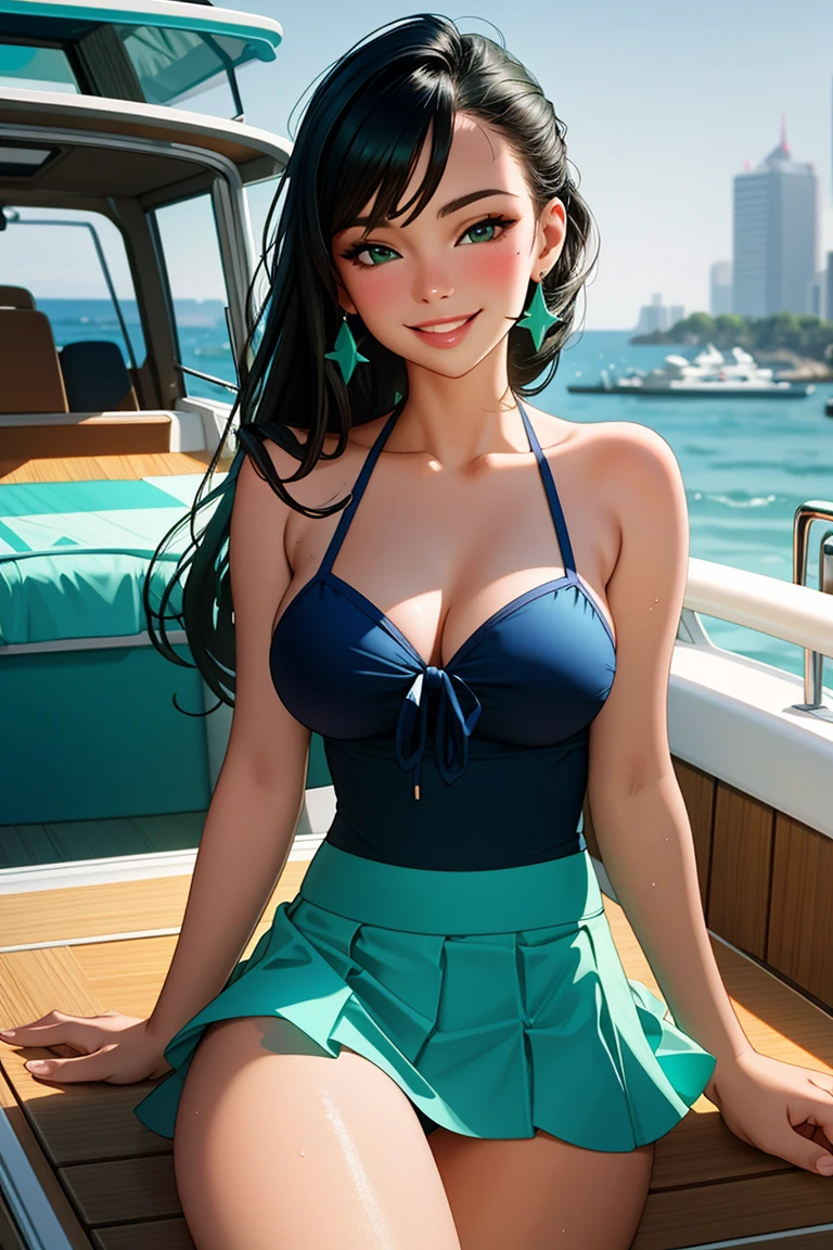 ((Masterpiece, best quality)),edgQuality,smurg,smirk,
edgOPSW, a woman in a green swimsuit posing on a boat , wearing edgOPSW, with skirt
 <lora:edgOnePieceSwimwear:1>