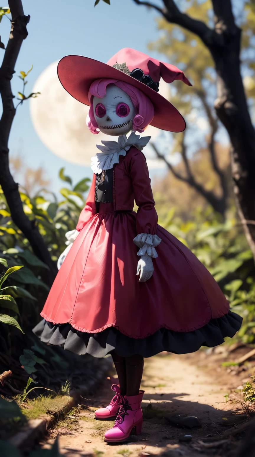 <lora:BarbieCore:0.8> BarbieCore a creepy scarecrow in an old woods, moon casting long shadows, (shiny plastic:0.8), (pink and white:0.9), (pastel:0.85)