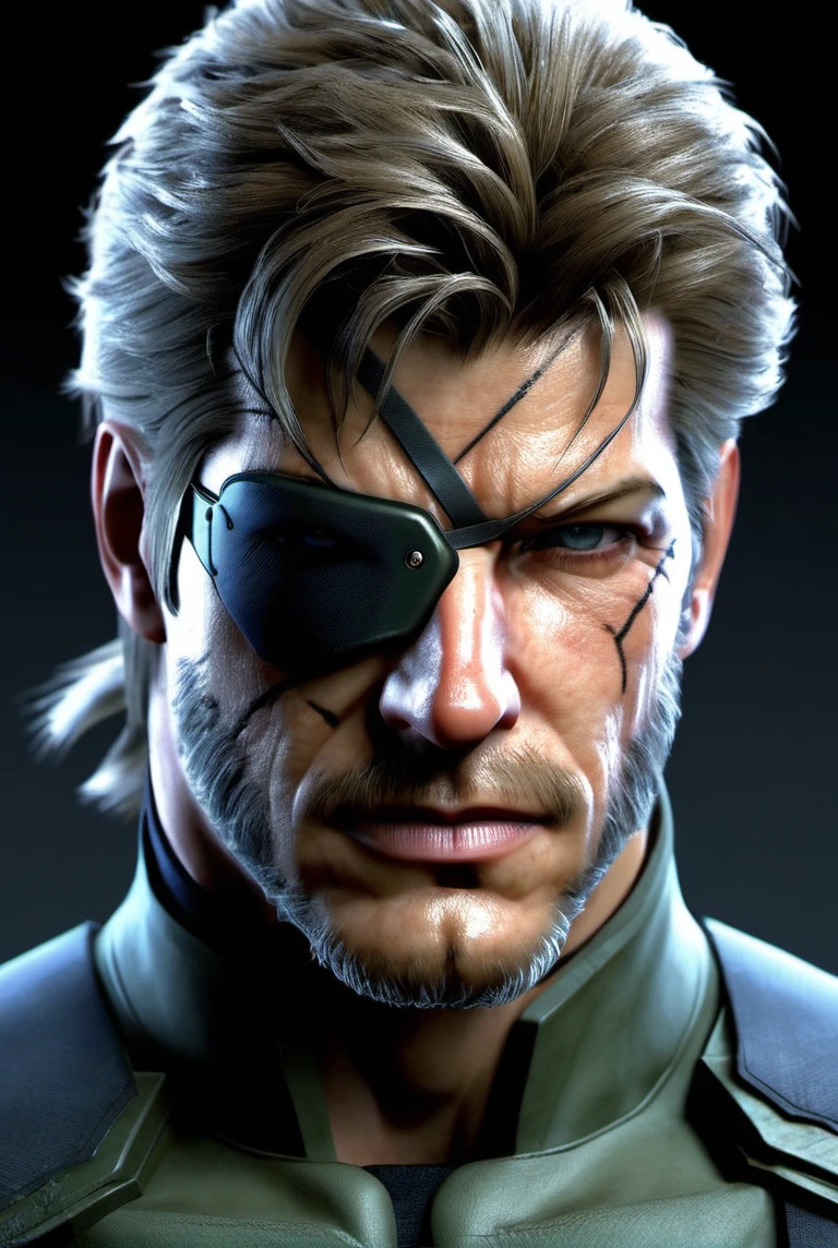 an amazing photo of Solid Snake from Metal Gear Solid, (eyepatch:1.5), full body, looking at viewer, detailed pupils, soft light, trending on ArtStation