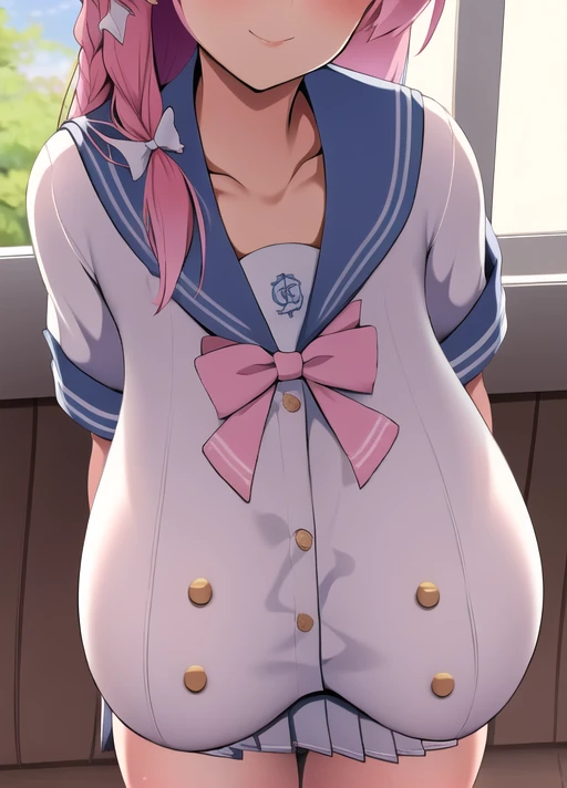 hanakodef,school uniform,close-up,1girl,gigantic breasts,masterpiece,best quality,ultra-detailed, perfect lighting,reflection, , <lora:taretiti-v1-000004:0.8>, <lora:nagatiti:0.6>, <lyco:hanako1-000008:1.0>