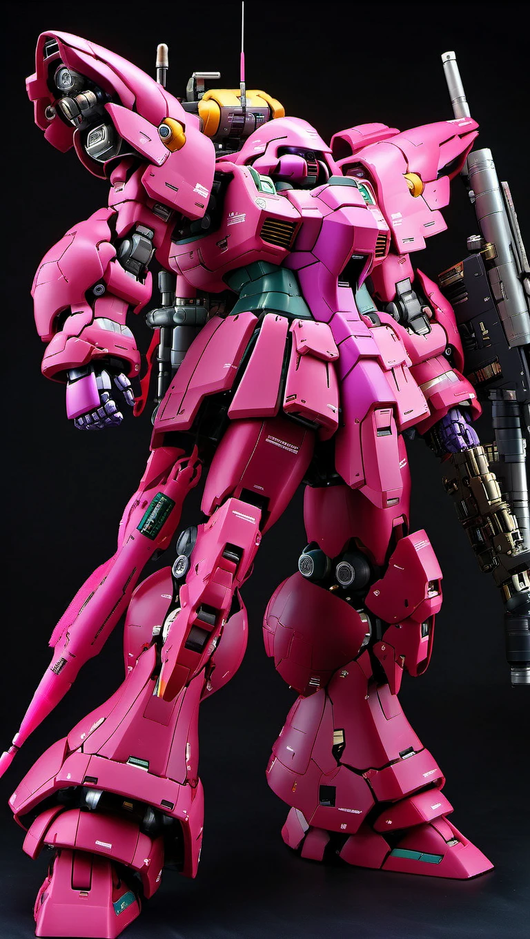 (zeon:1.5), mecha robot, mecha armor, full armor, (purple color scheme:2),glowing blue eyes, city, (full body:1.2),clenched hand, mechanical parts, robot joints,(huge shield:1.2),best quality, masterpiece, highly detailed, ultra-detailed,(battle-ready:1.2),(powerful stance:1.3),(Detailed eye description:1.2),(huge mechanical weapon:1.3),(detailed armor description:1.2),(detailed shield description:1.2),(detailed weapon description:1.2),(huge mechanical gun:1.2),(holding gun and weapon :1.3) <lora:srdxl_v07ux2:0.8>