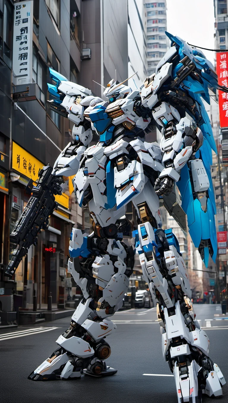 (RRS:1.2), mecha robot, mecha armor, full armor,glowing blue eyes, city, (full body:1.2),clenched hand, mechanical parts, robot joints,(huge shield:1.2),best quality, masterpiece, highly detailed, ultra-detailed,(battle-ready:1.2),(powerful stance:1.3),(Detailed eye description:1.2),(huge mechanical weapon:1.3),(detailed armor description:1.2),(detailed shield description:1.2),(detailed weapon description:1.2),(huge mechanical gun:1.2),(holding gun and weapon :1.3) <lora:srdxl_v07ux2:0.8>