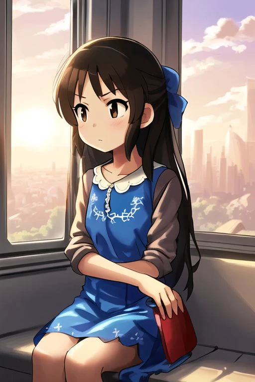 arsmrch, 1girl, solo, brown hair, brown eyes, long hair,
sitting, train interior, sunset, sky, looking away, city, window, lens flare, skyscraper, expressionless, looking to the side
<lora:arisu-outfits-v1.6:0.85>