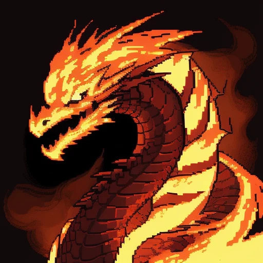 dragon flames ,pixel art style, detailed,