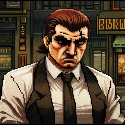 mafia boss ,pixel art style, detailed,