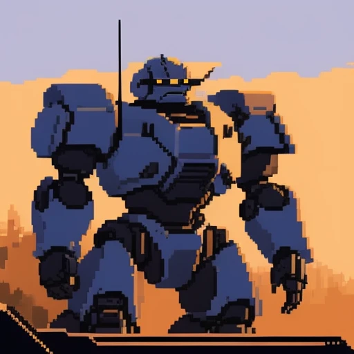 heavy armored robot ,pixel art style, detailed,
