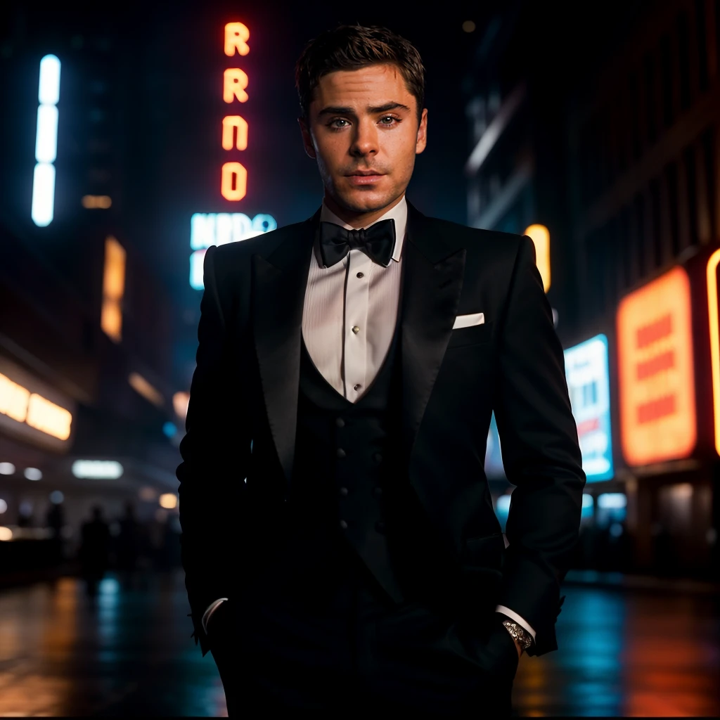 portrait of zacefron person, in blade runner, professional photography, high resolution, 4k, detailed photo, <lora:zacefron_28800:1>