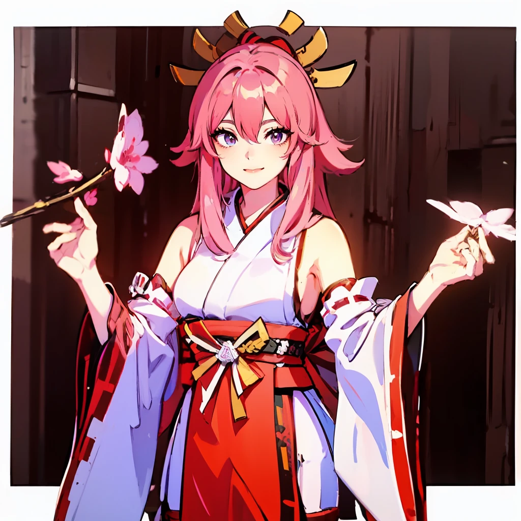 masterpiece, best quality, ultra-detailed, dramatic shadows, <lora:shutenDoujiFateGO_shuten:1>, short hair, bangs, small breasts, oni horns, open clothes, open kimono, kimono, purple hair, detailed purple eyes, blush, jewellery hair brooch, houses on fire, {{fire}}, embers, black smoke in the air, puddles of blood, holding red sake cup, night, detailed black clouds, blood on clothes, blood on face, blood splatter, red moon, smile, burning houses, destruction, outdoor, rubble, open mouth, broken windows, garbage