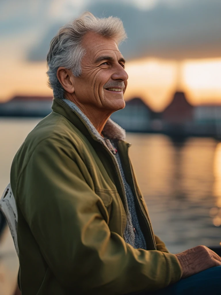(Gorgeous Photo:1.3) of (Ultra detailed:1.3), (photorealistic:1.7),( realistic:1.7),
RAW photo, 8k UHD, high detailed skin, handsome german hippie, 72yo, bavarian man, green eyes, rule of thirds, masterpiece, photography, ultra realism, realistic, outdoors, golden hour, portrait, smiling, grey short hair, rocker style, DoF, (Hamburg:1.1), harbor, sky, clouds, soft lighting, ( highly detailed skin:0.7),(film grain:1.3), 8k uhd, dslr, soft lighting, high quality, HDRI, Fujifilm XT3